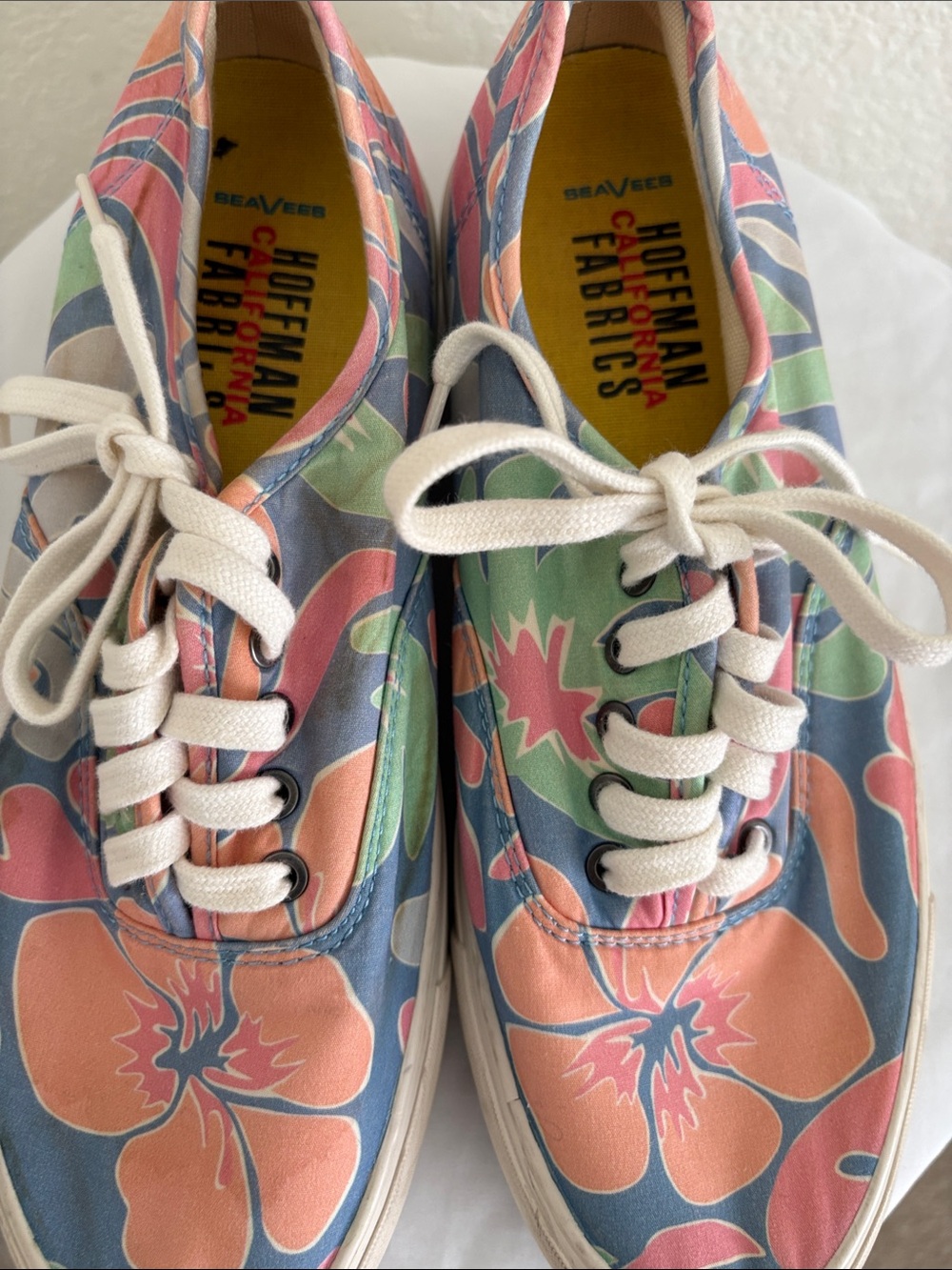 SeaVees Floral Canvas Sneakers — Pink, Blue, Green